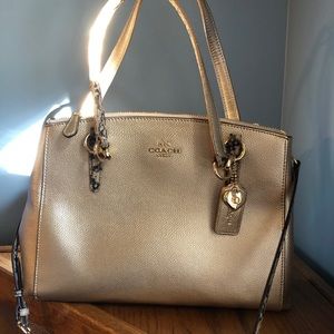 Gold Coach Bag With Python Detailing